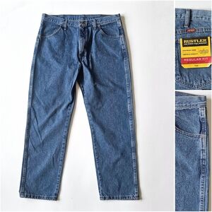 NWT Rustler Regular Fit Straight Leg Work Jeans 38x30 Men Heavyweight Denim Blue